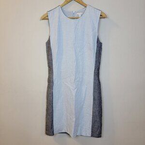 Gap Womens Chambray Linen Blend Preppy Shift Dress Sz 4 Office Minimalist Clean